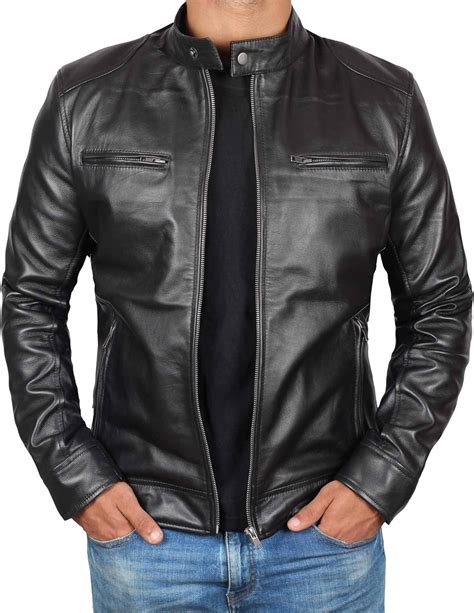 Mens Genuine Black Hooded Bomber Leather Jacket Real Lambskin Waxed Brown Leather Jackets for Men with Removable Hood. . Amazon leather jacket